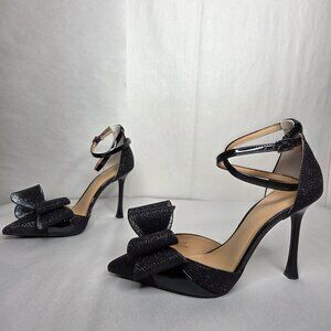 NWT INC Women's Saori Bow Rhinestone Heel Pumps Black
